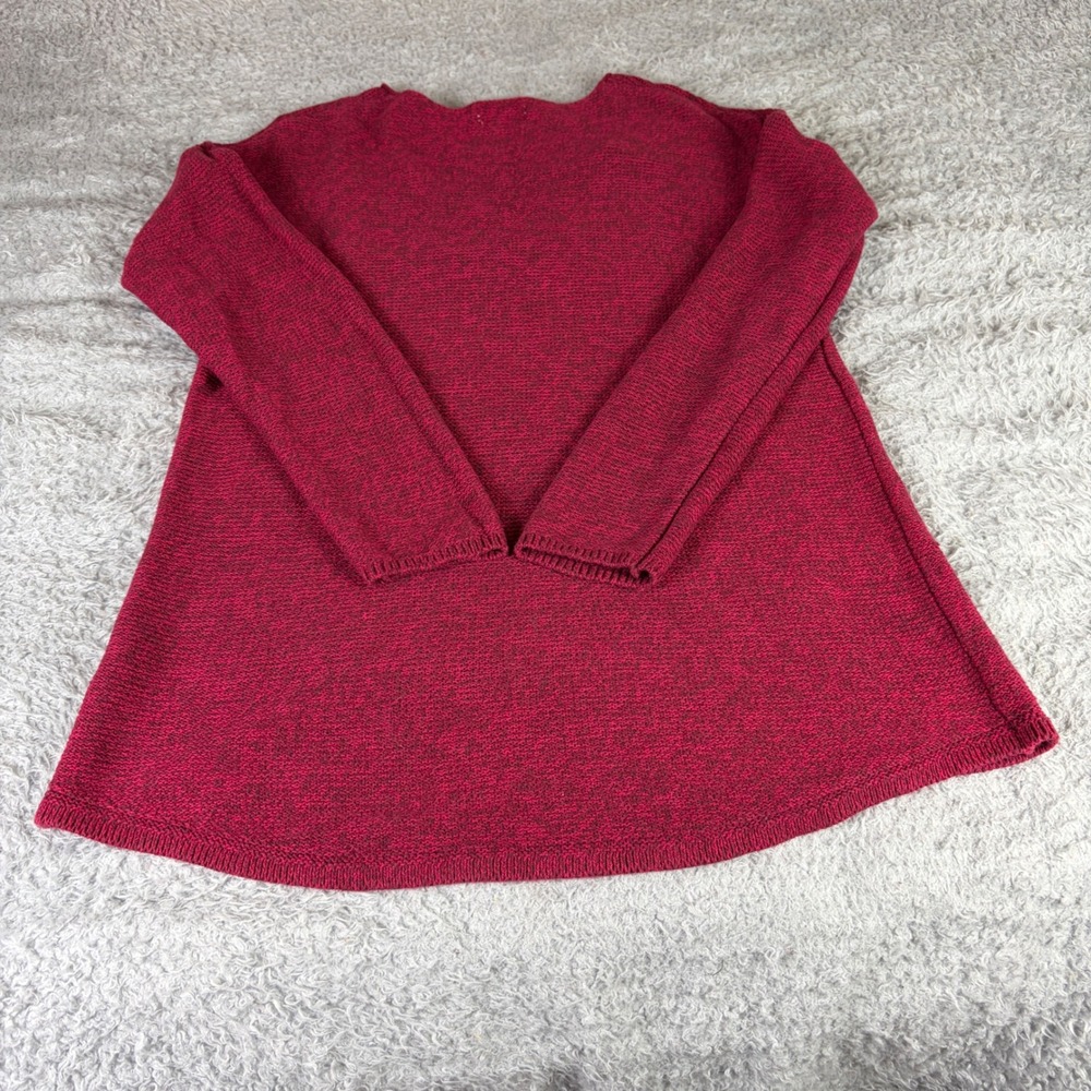 Old Navy Womens Medium Burgundy Red V-Neck Cotton Knit High Low Sweater - Picture 8 of 9